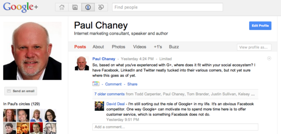 Google+ incorporates the long-standing Google Profiles application.