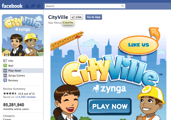 CityVille, on Facebook.
