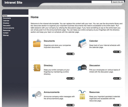 Intranet Site Template.