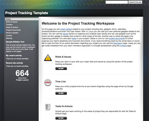 Project Tracking Template.