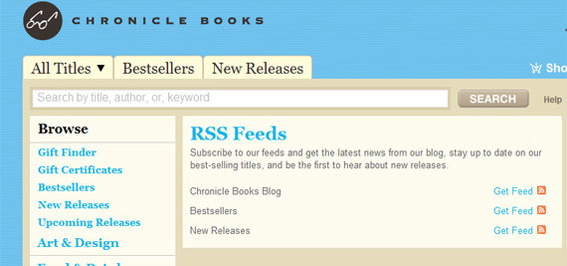 Chronicle Books has RSS feeds that would make sense as an email campaign.