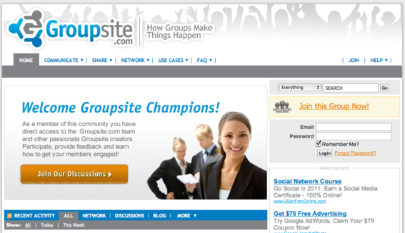 Groupsite focuses on social collaboration in groups.