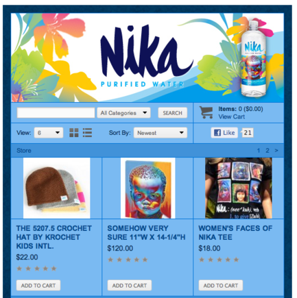 Nika Water, a non-profit organization, uses TabJuice for its Facebook store.