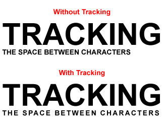 Tracking is uniform spacing between all letters.