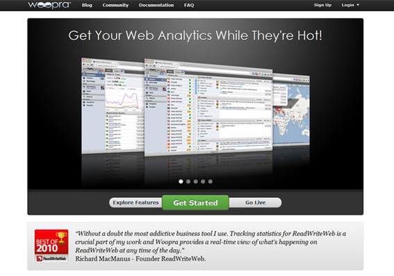 Woopra provides easy to filter web analytics data.