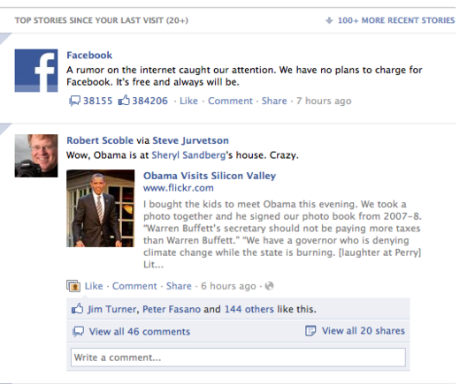 Facebook's News Feed now contains top and recent news in one stream.