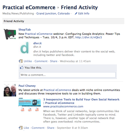 Friend Activity allows users to see how Friends interact with a Page.