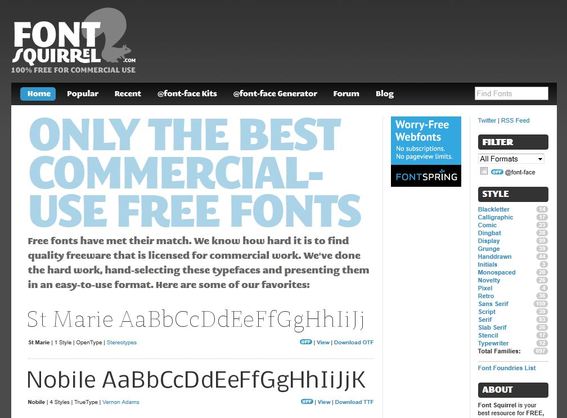 Font Squirrel is a good resource for free commercial-use fonts.