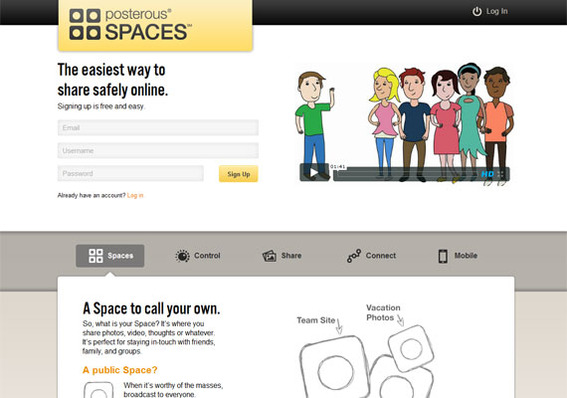 Posterous Spaces gives you control over how content is shared.