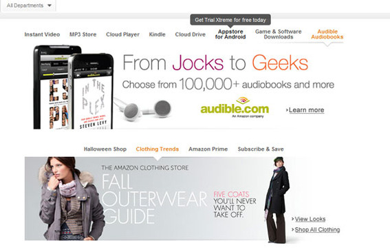 The new Amazon site has two content sliders on its home page.