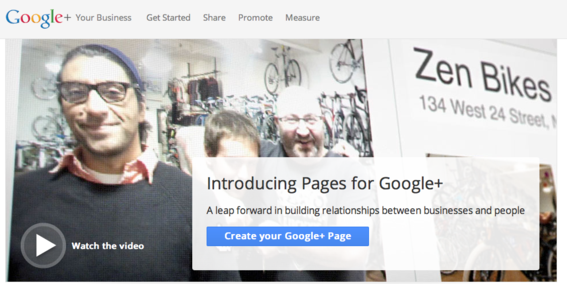 Google+ now offers Pages for business.