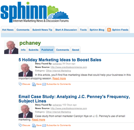 Sphinn focuses on news for online marketers.