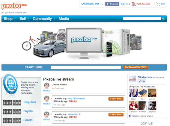 Pikaba allows merchants to set up an account and list products.