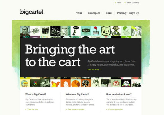 BigCartel is a SaaS shopping cart specifically for artists.