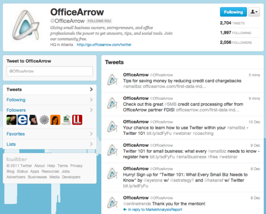 Office Arrow Twitter layout.