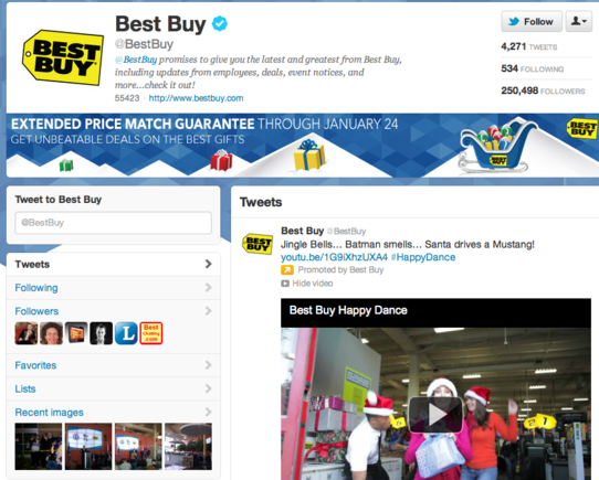 Best Buy is among select group of companies to sport the new Twitter brand page layout.