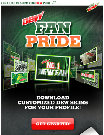 Mountain Dew provides its Fans with branded cover images.