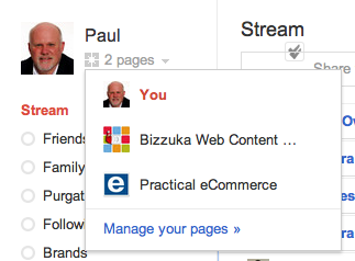 Start by selecting your Google+ business page.