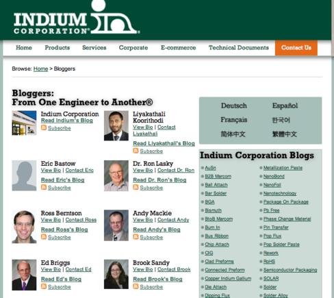 Indium uses a blog-centric strategy for marketing.