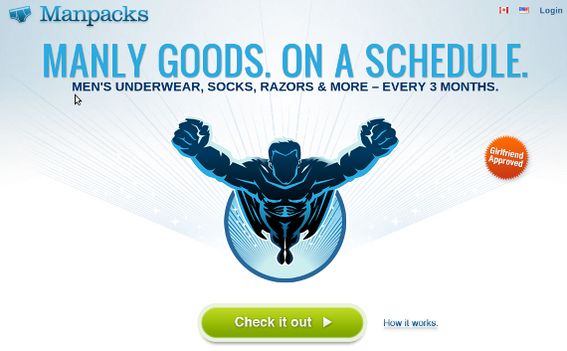 Manpacks sells a subscription service that makes shoppers' lives easier.