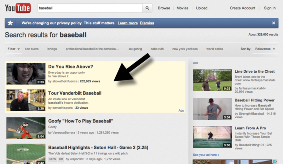 TrueView lets you show targeted video ads for specific searches.