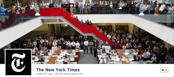 The New York Times cover photo features its staff members.