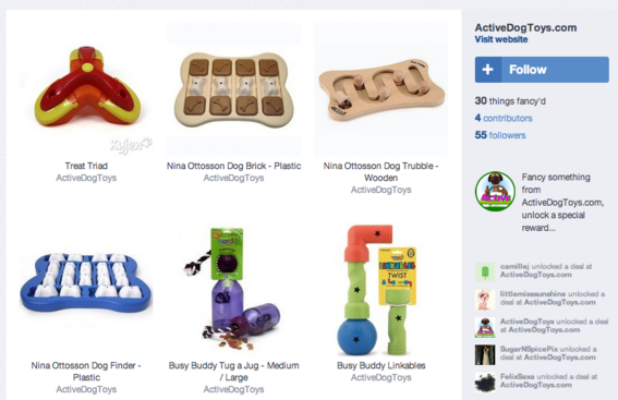 ActiveDogToys.com lists pet products on Fancy.