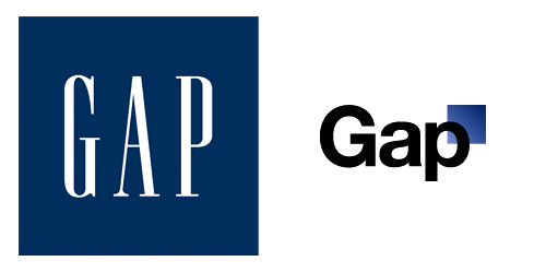 Gap logo: Redesigned logo on right.