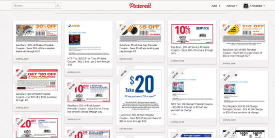 Some Pinterest spammers use the site to post endless boards full of coupons, these bland images undermine Pinterest.