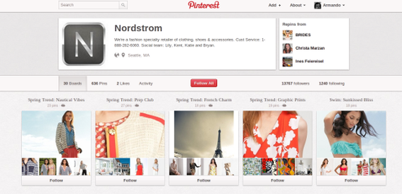Pinterest boards organize a user's content.