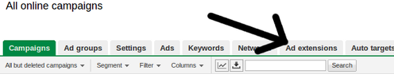 Google AdWord ad extensions are applied at the campaign level.