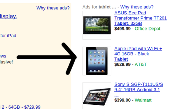 The product extension adds product images and prices to ads.