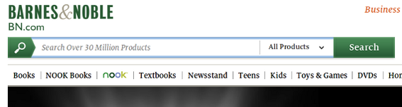 Barnes & Noble also has a large search box in its site design.