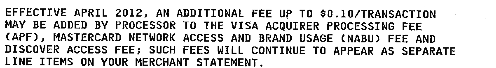 Actual fee announcement, reproduced below.