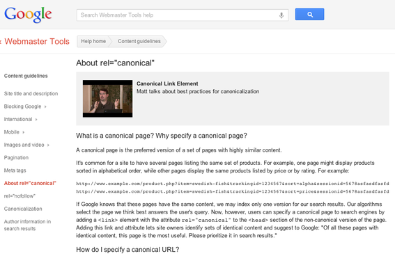 Google Webmaster Tools explains the use of cross-domain canonical tags.