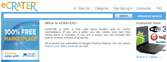 eCrater is a web store builder and an online marketplace.