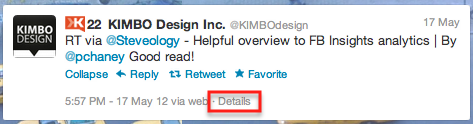 Click "Details" to open a page with the specific tweet.