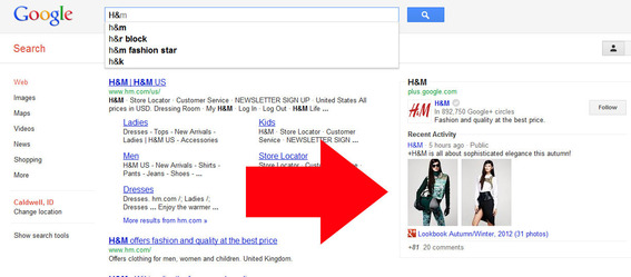 Google integrates Google+ content into search results pages.