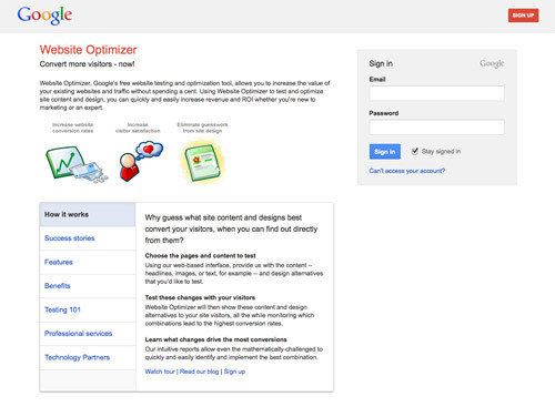 Google Website Optimizer.