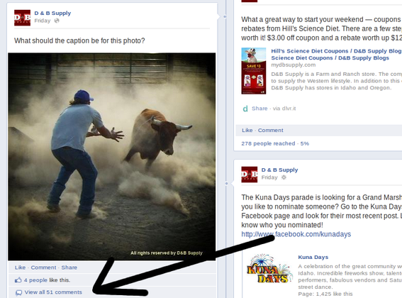 Asking Fans to caption a photo, one retail garnered 51 comments, potentially boosting Fan Reach.