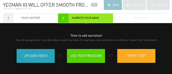Qwiki Creator currently offers three ways for users to narrate videos.