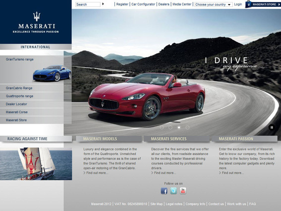 This is the Maserati website as you see it.