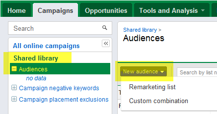 This is where you need to look if you’ve already created Audience groups in AdWords. If you haven’t, Google’s Remarketing page can walk you through creating new groups. 