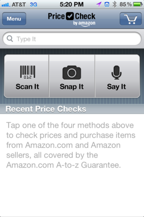 Amazon's Price Check offers several mobile-specific interfaces.