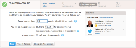 Set your budget for Promoted Accounts.