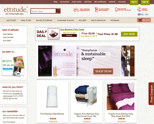The Ettitude home page.