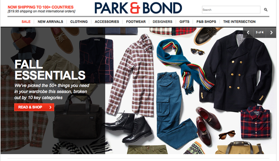 Gilt Groupe site — such as Park & Bond — stress popular brands.