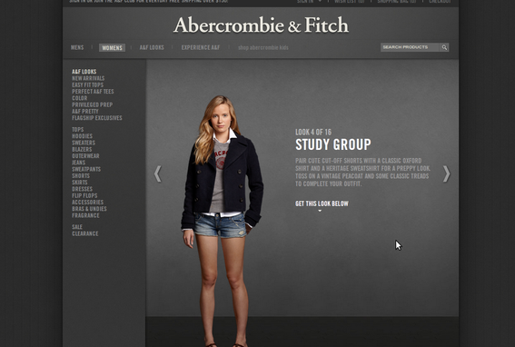 Abercrombie & Fitch lets site visitors shop directly from its lookbook.