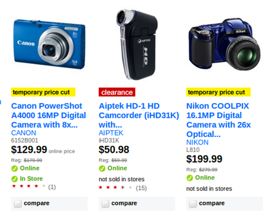 Target indicates which items are on sale in its search results.
