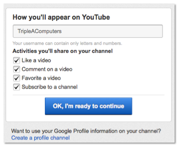 Select activities you would like to share on YouTube.